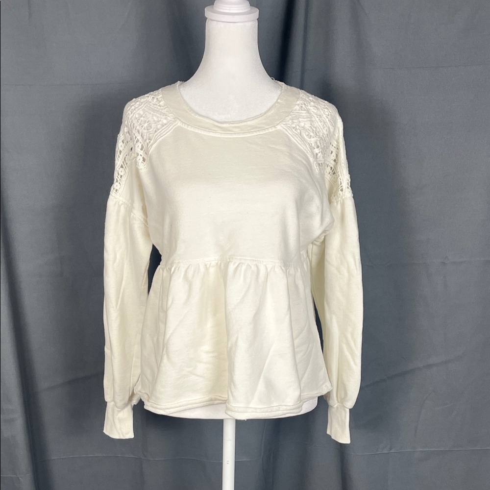 Altar'd State Cream Lace Sweatshirt